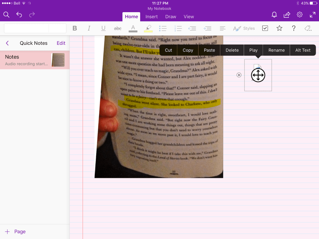 Audio Feature within OneNote