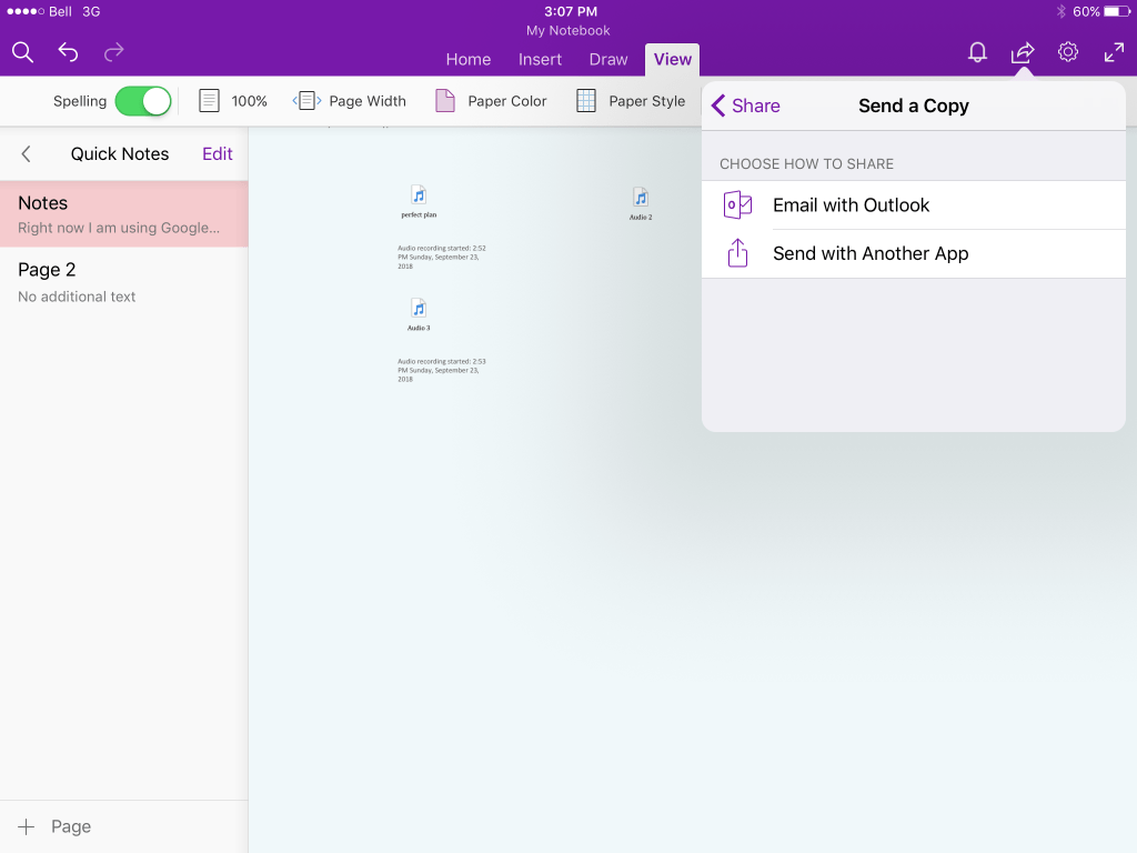 Sharing files in OneNote
