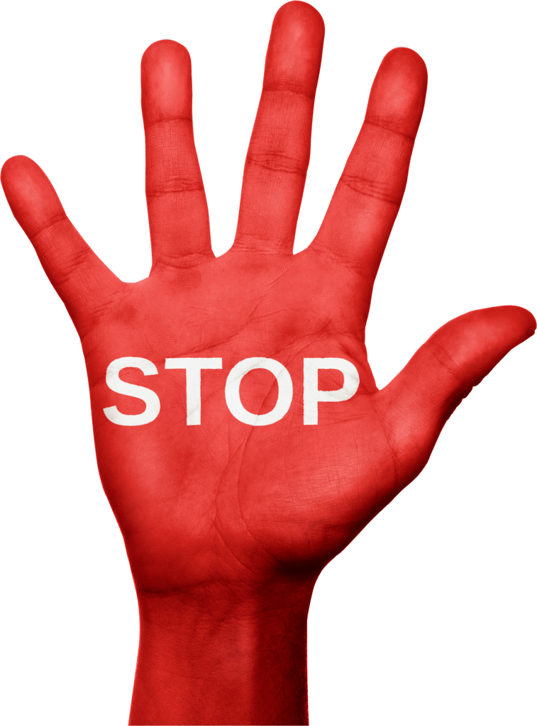 hand with stop on it